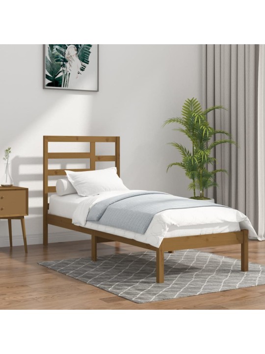 Rám postele medově hnědý masivní dřevo 100 x 200 cm