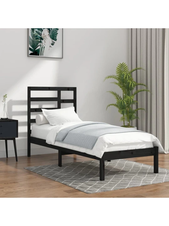 Rám postele černý masivní dřevo 100 x 200 cm