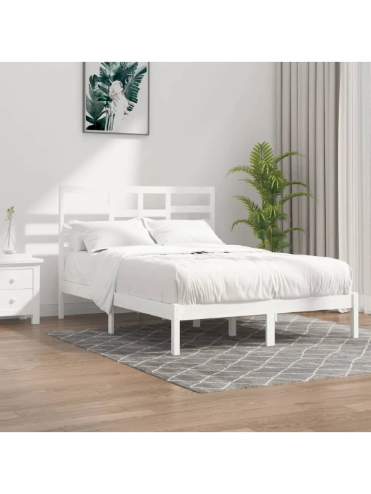 Rám postele bílý masivní dřevo 120 x 200 cm