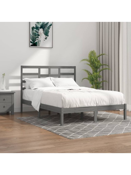 Rám postele šedý masivní dřevo 150 x 200 cm King Size