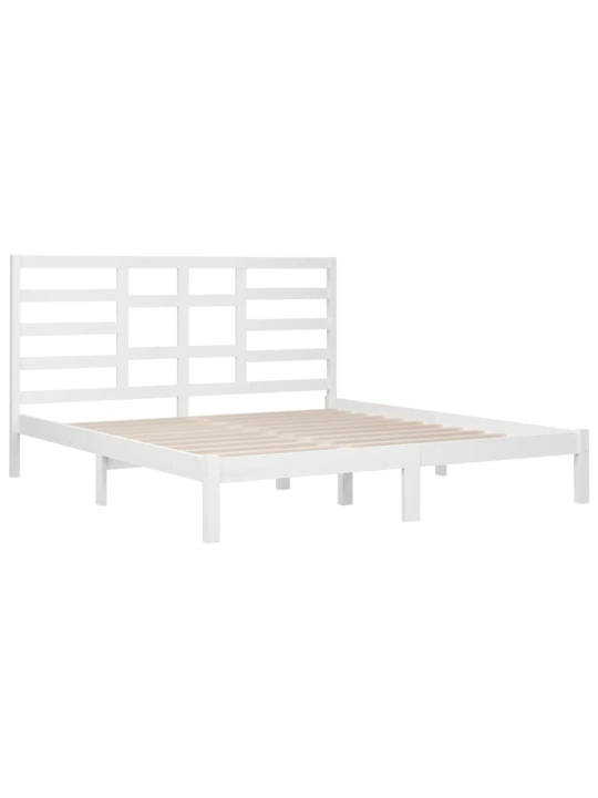 Rám postele bílý masivní dřevo 200 x 200 cm