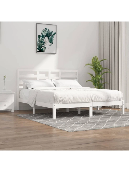 Rám postele bílý masivní dřevo 200 x 200 cm