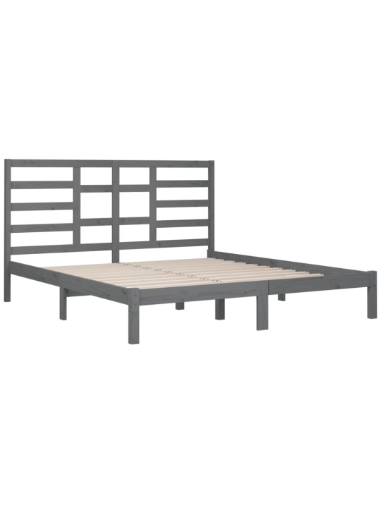 Rám postele šedý masivní dřevo 200 x 200 cm
