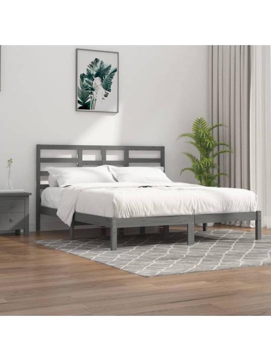 Rám postele šedý masivní dřevo 200 x 200 cm