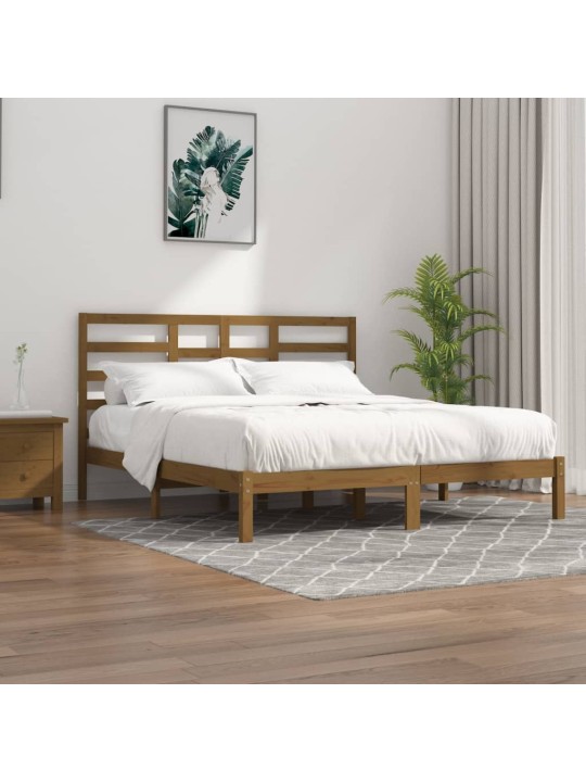 Rám postele medově hnědý masivní dřevo 200 x 200 cm