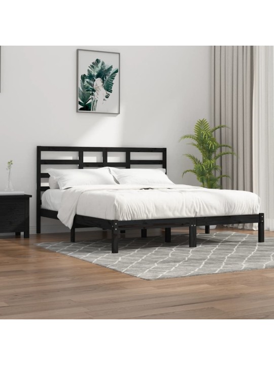 Rám postele černý masivní dřevo 200 x 200 cm