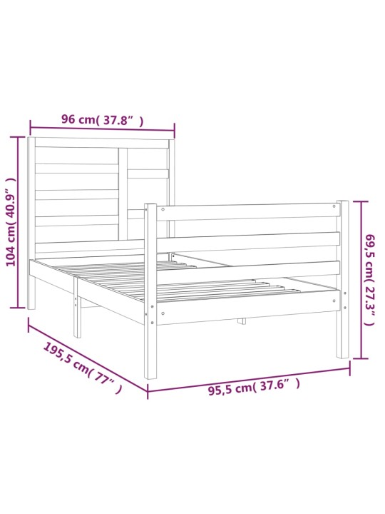 Rám postele bílý masivní dřevo 90 x 190 cm jednolůžko