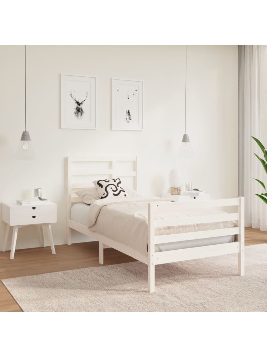 Rám postele bílý masivní dřevo 90 x 190 cm jednolůžko