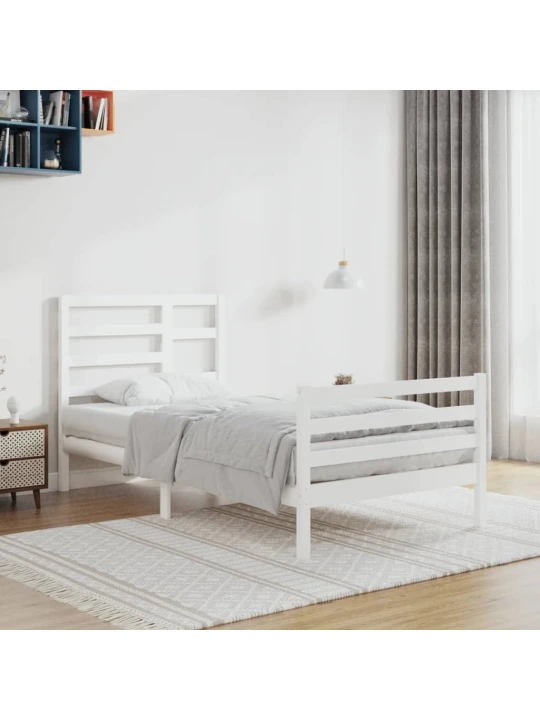 Rám postele bílý masivní dřevo 90 x 200 cm