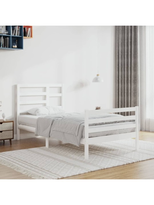 Rám postele bílý masivní dřevo 100 x 200 cm