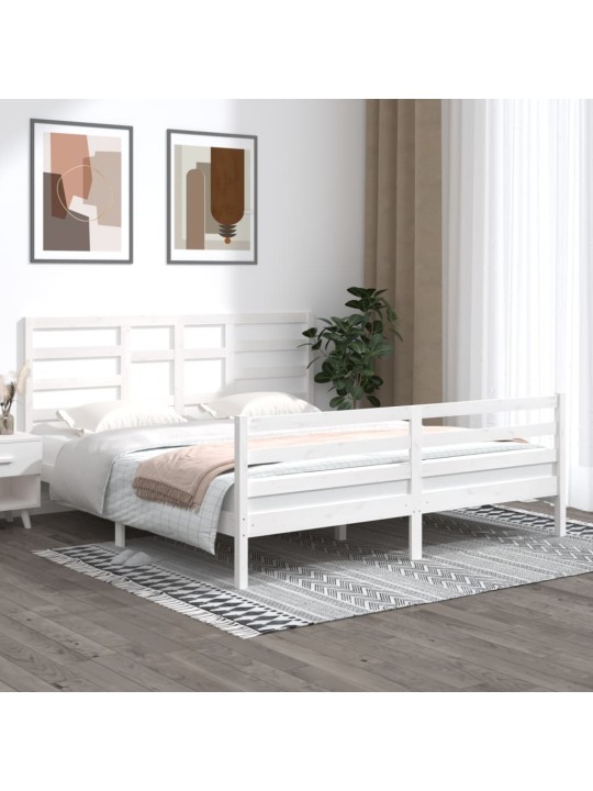 Rám postele bílý masivní dřevo 180 x 200 cm Super King