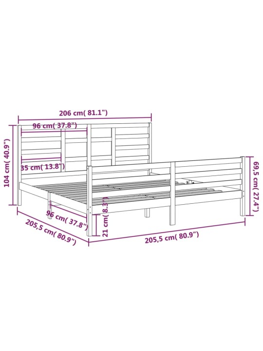 Rám postele bez matrace masivní dřevo 200 x 200 cm