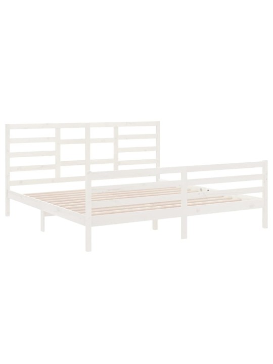 Rám postele bílý masivní dřevo 200 x 200 cm