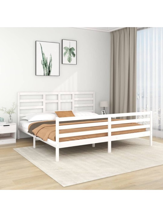Rám postele bílý masivní dřevo 200 x 200 cm
