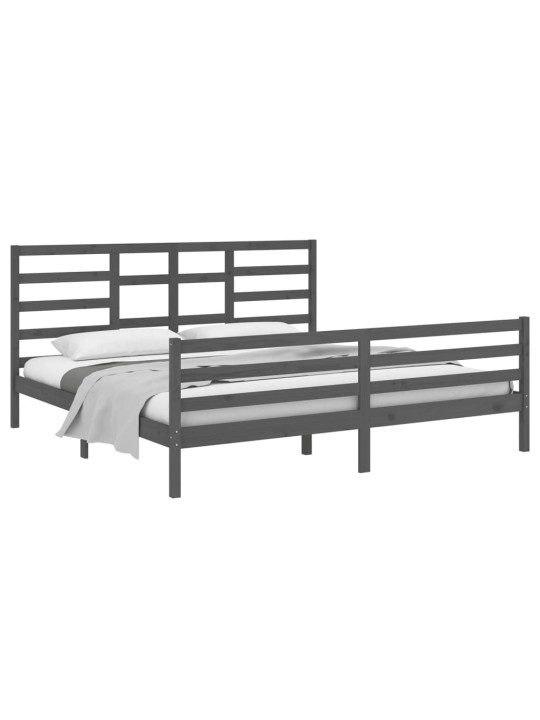 Rám postele šedý masivní dřevo 200 x 200 cm