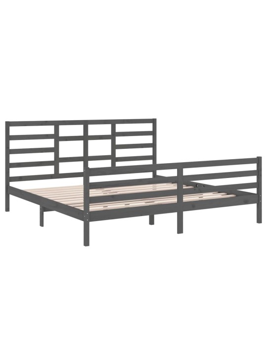 Rám postele šedý masivní dřevo 200 x 200 cm