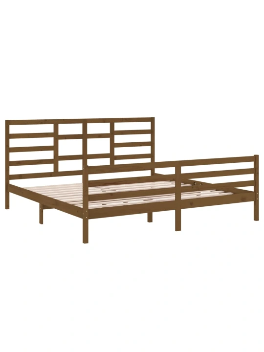 Rám postele medově hnědý masivní dřevo 200 x 200 cm