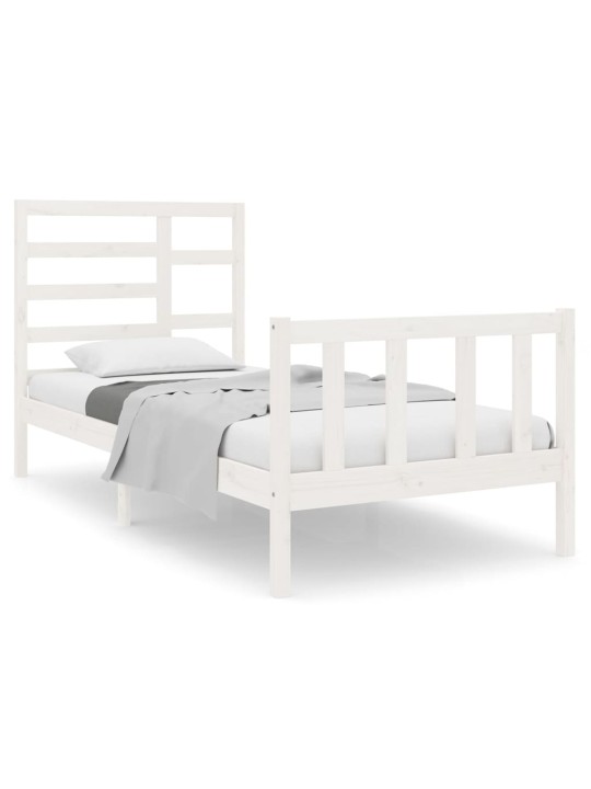 Rám postele bílý masivní dřevo 75 x 190 cm malé jednolůžko