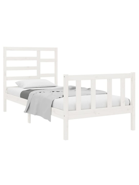 Rám postele bílý masivní dřevo 75 x 190 cm malé jednolůžko