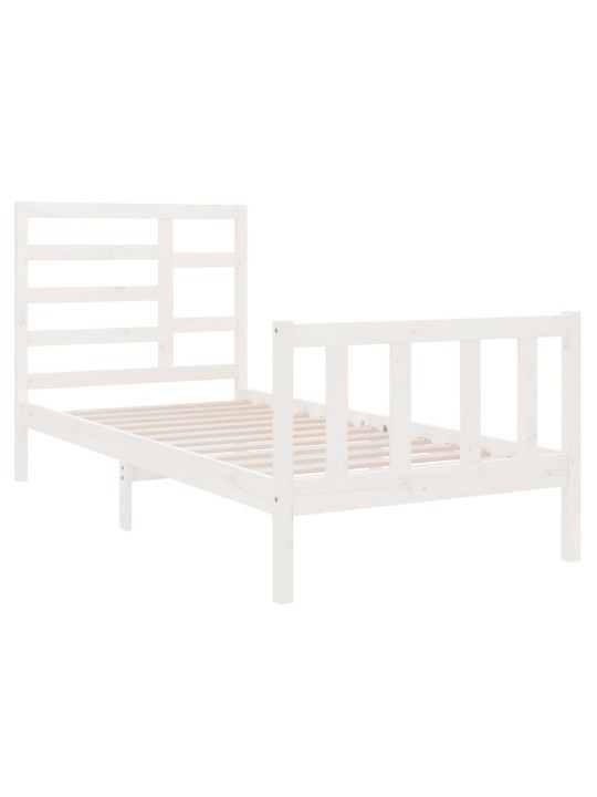 Rám postele bílý masivní dřevo 75 x 190 cm malé jednolůžko