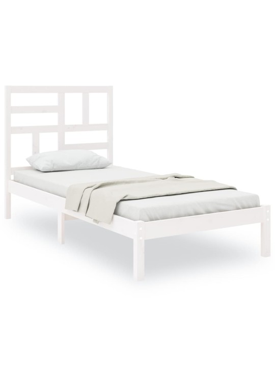 Rám postele bílý masivní dřevo 75 x 190 cm malé jednolůžko