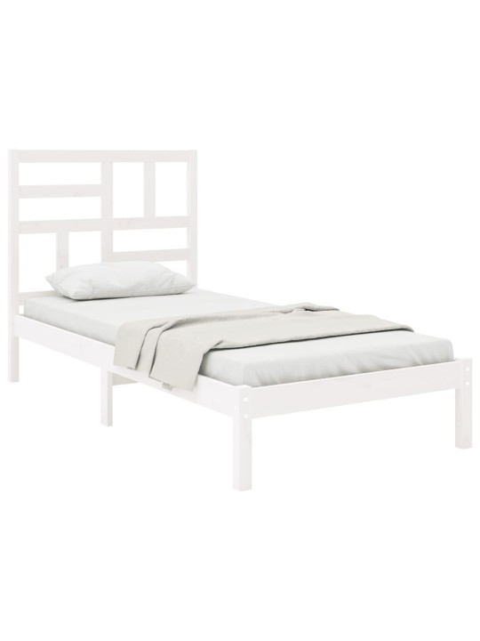 Rám postele bílý masivní dřevo 75 x 190 cm malé jednolůžko