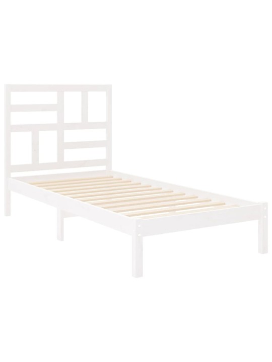 Rám postele bílý masivní dřevo 75 x 190 cm malé jednolůžko