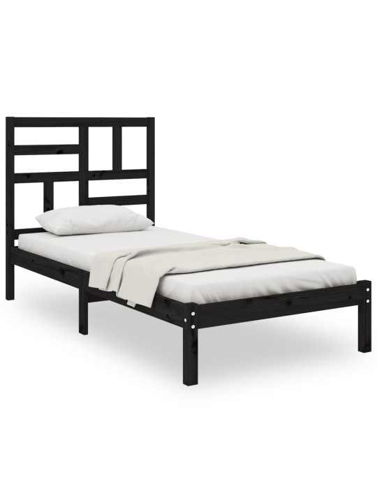 Rám postele černý masivní dřevo 75 x 190 cm malé jednolůžko