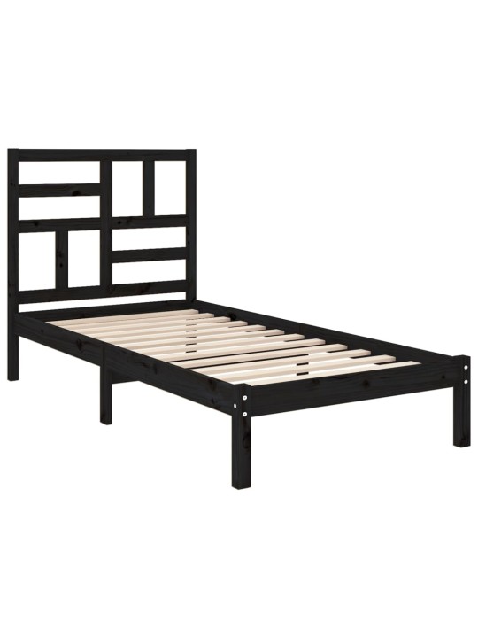 Rám postele černý masivní dřevo 75 x 190 cm malé jednolůžko