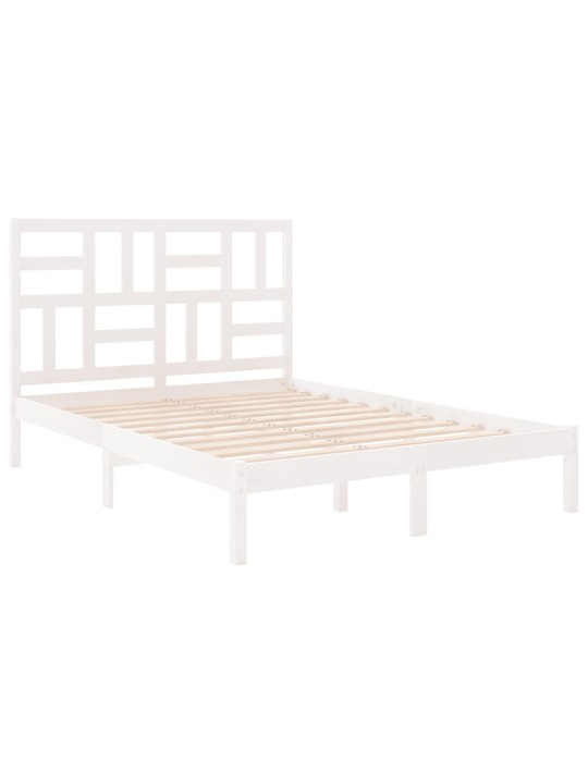 Rám postele bílý masivní dřevo 135 x 190 cm dvojlůžko