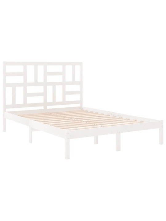 Rám postele bílý masivní dřevo 135 x 190 cm dvojlůžko