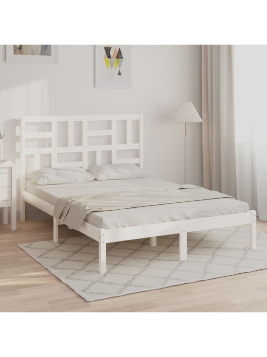 Rám postele bílý masivní dřevo 135 x 190 cm dvojlůžko