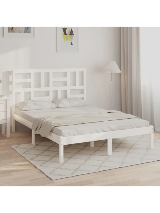 Rám postele bílý masivní dřevo 135 x 190 cm dvojlůžko