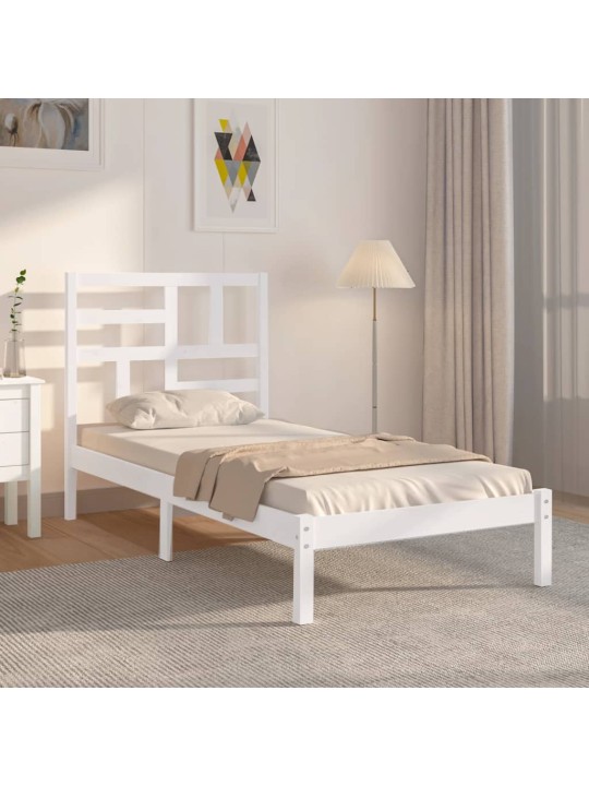 Rám postele bílý masivní dřevo 90 x 200 cm