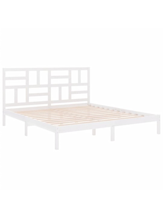 Rám postele bílý masivní dřevo 200 x 200 cm