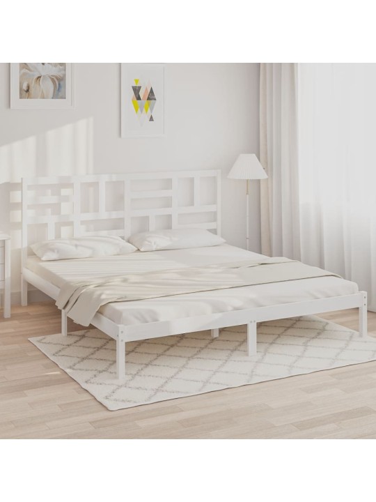 Rám postele bílý masivní dřevo 200 x 200 cm