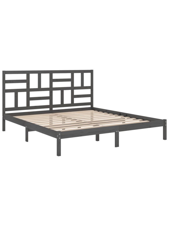 Rám postele šedý masivní dřevo 200 x 200 cm