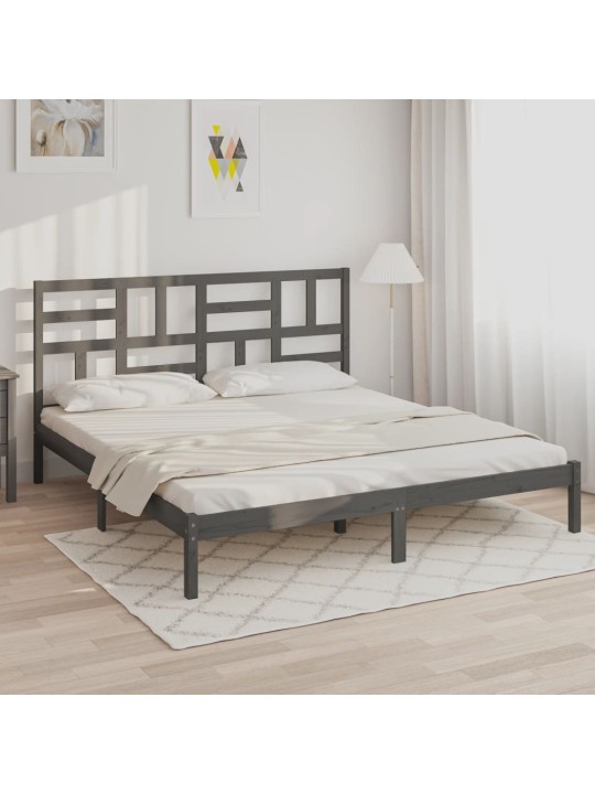 Rám postele šedý masivní dřevo 200 x 200 cm