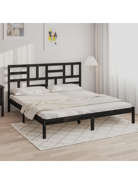 Rám postele černý masivní dřevo 200 x 200 cm
