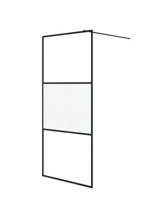 Sprchová zástěna walk-in černá 90x195 cm napůl mléčné ESG sklo