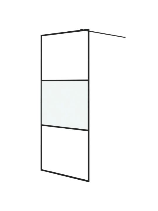 Sprchová zástěna walk-in černá 90x195 cm napůl mléčné ESG sklo