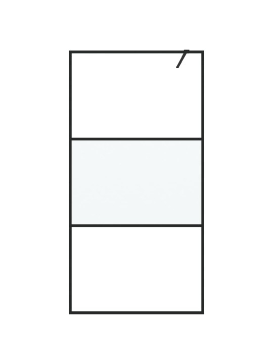 Sprchová zástěna walk-in černá 100x195 cm napůl mléčné esg sklo