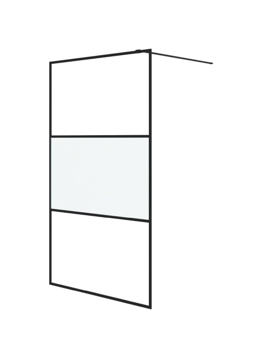 Sprchová zástěna walk-in černá 115x195 cm napůl mléčné ESG sklo