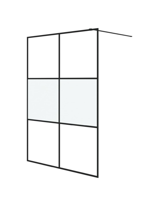Sprchová zástěna walk-in černá 140x195 cm napůl mléčné ESG sklo