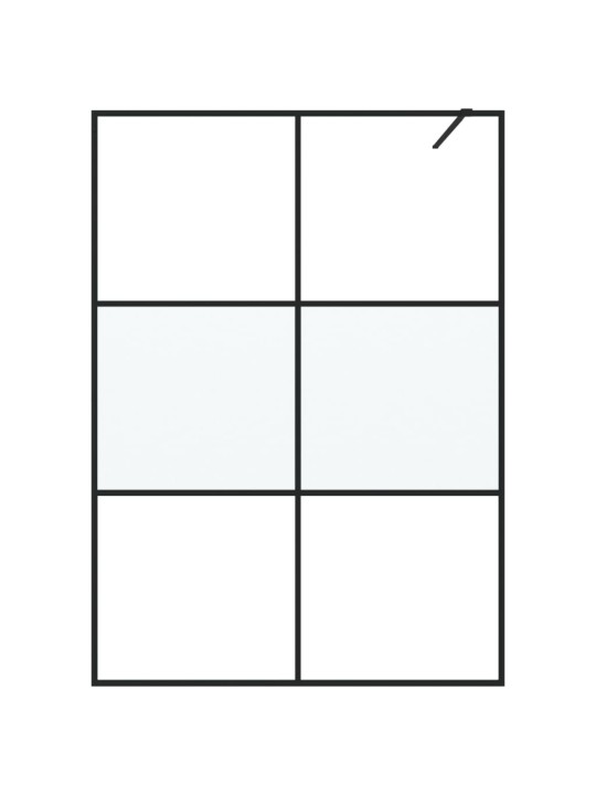 Sprchová zástěna walk-in černá 140x195 cm napůl mléčné ESG sklo