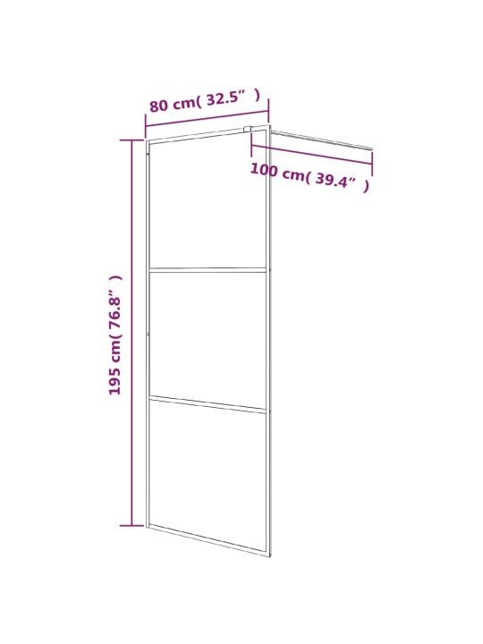 Sprchová zástěna walk-in černá 80 x 195 cm mléčné ESG sklo
