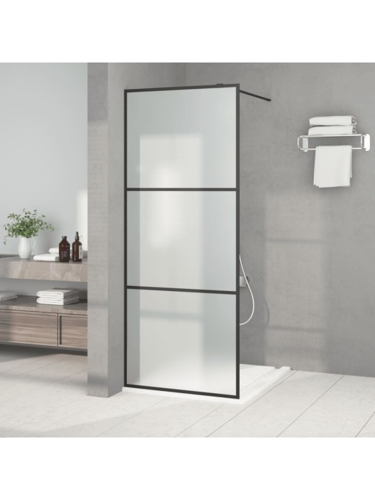 Sprchová zástěna walk-in černá 80 x 195 cm mléčné ESG sklo