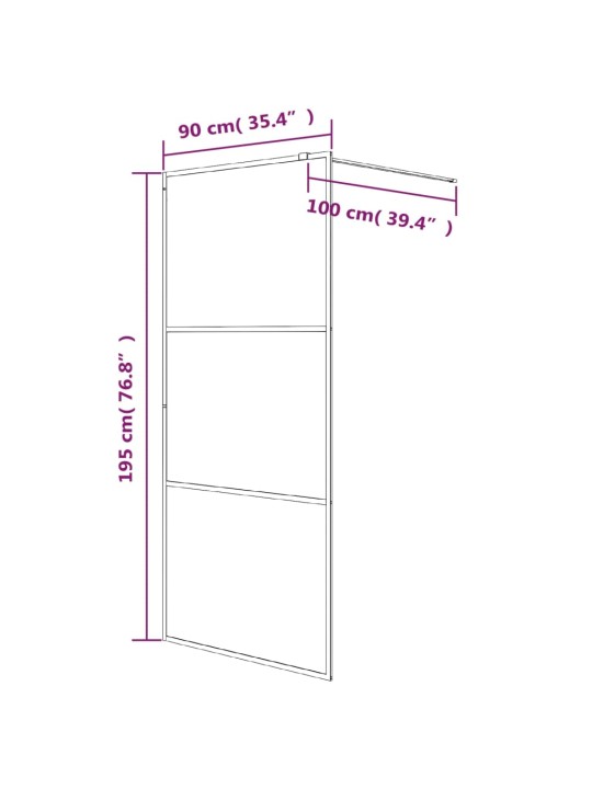 Sprchová zástěna walk-in černá 90 x 195 cm mléčné ESG sklo