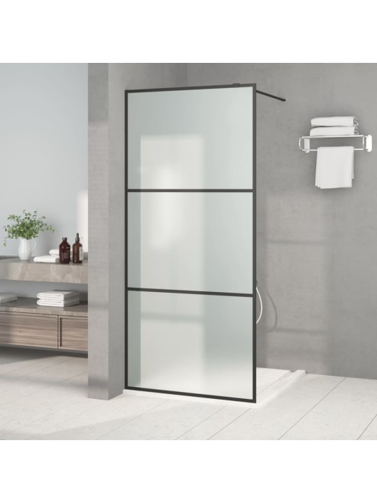 Sprchová zástěna walk-in černá 90 x 195 cm mléčné ESG sklo