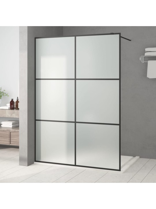 Sprchová zástěna walk-in černá 140 x 195 cm mléčné ESG sklo